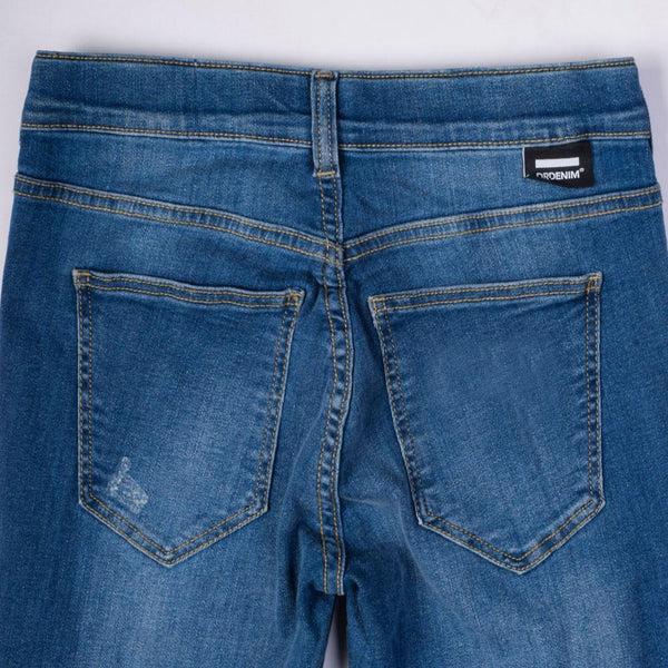 Elo DR Skinny Fit Ankle Zip Ripped Denim Blue