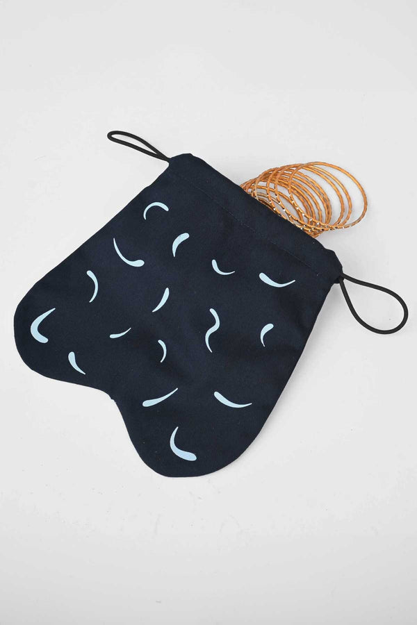 Elo Draw String Printed Design Gift Pouch Navy