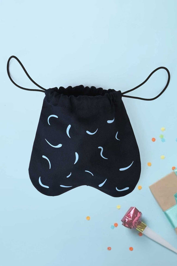 Elo Draw String Printed Design Gift Pouch Navy