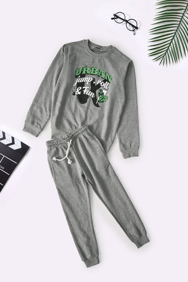 elo Dudy Kid's Jump Roll & Fun Printed Twin Set Grey