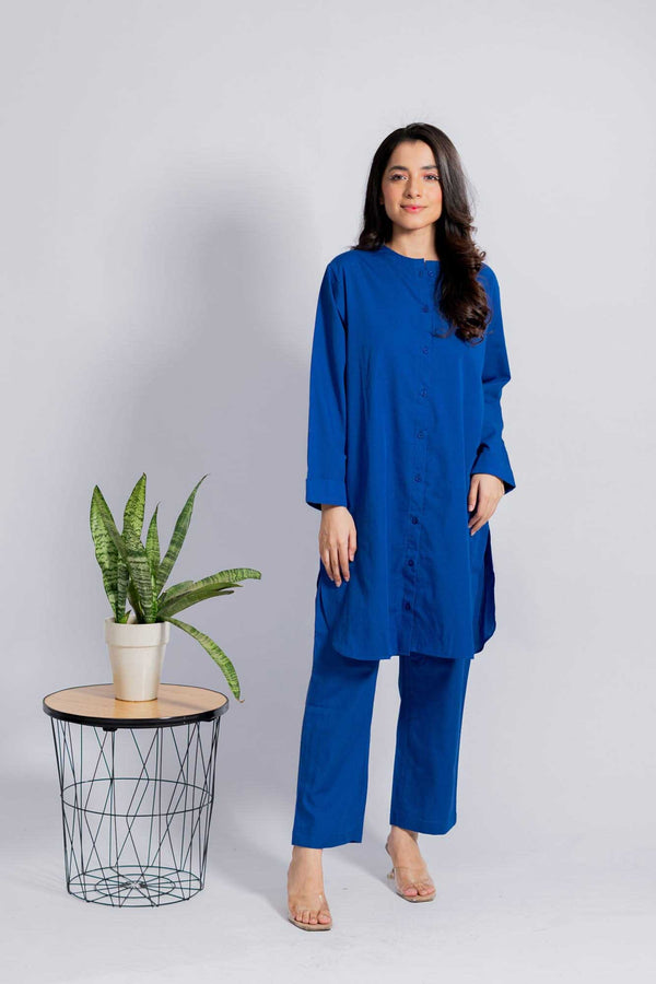Elo East West Women’s 2 Pcs Stitched Suit Blue