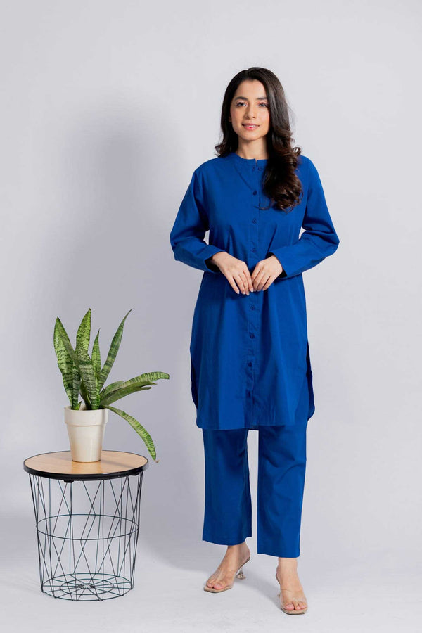 Elo East West Women’s 2 Pcs Stitched Suit Blue
