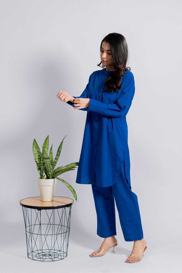 Elo East West Women’s 2 Pcs Stitched Suit Blue