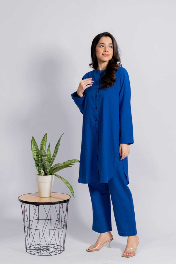 elo East West Women’s 2 Pcs Stitched Suit Blue