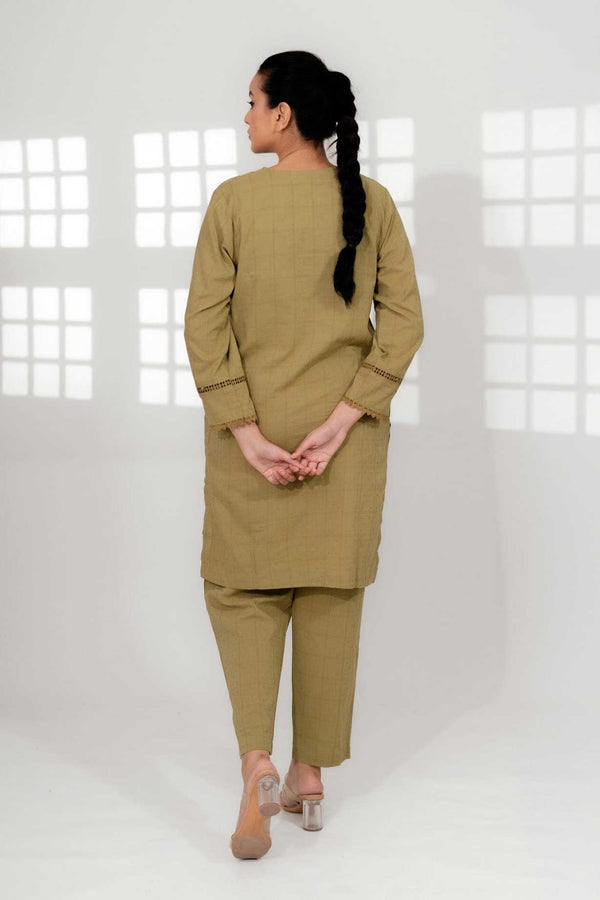 Elo East West Women’s 2 Pcs Stitched Suit Olive
