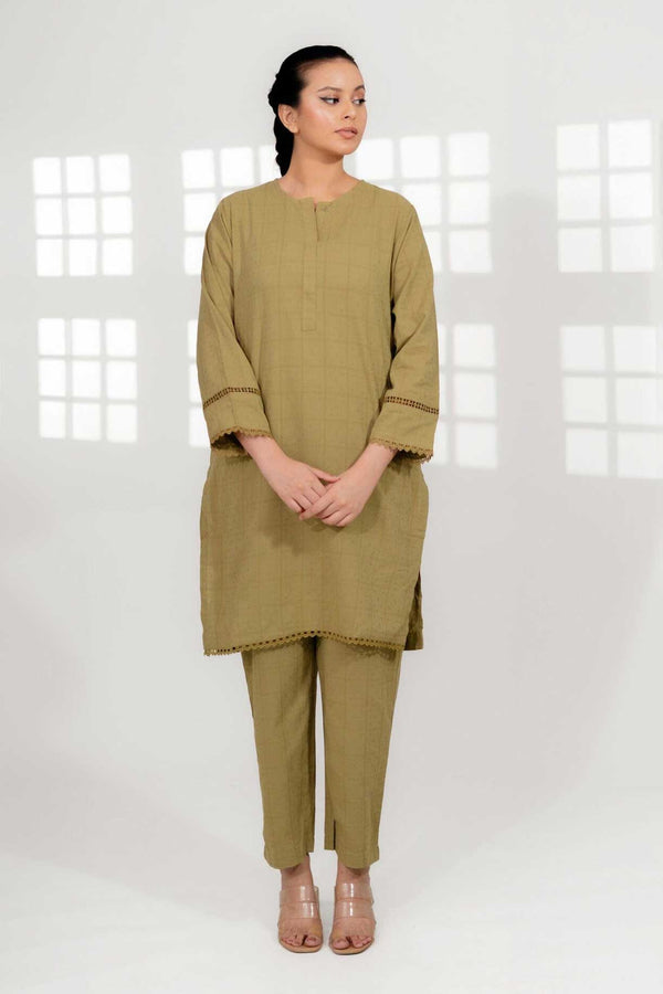 elo East West Women’s 2 Pcs Stitched Suit Olive