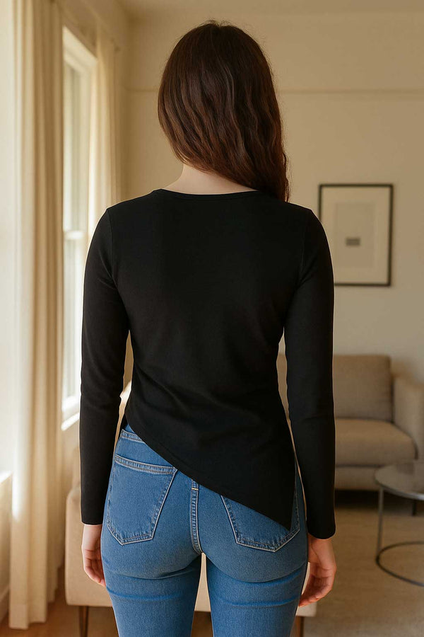 Elo East West Women's Asymmetrical Top Black