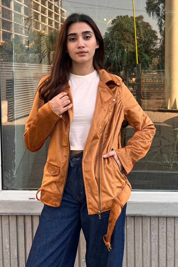 Elo East West Women's Biker Zipper Jacket Camel