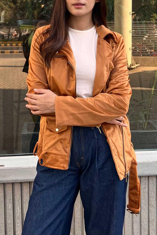 Elo East West Women's Biker Zipper Jacket Camel