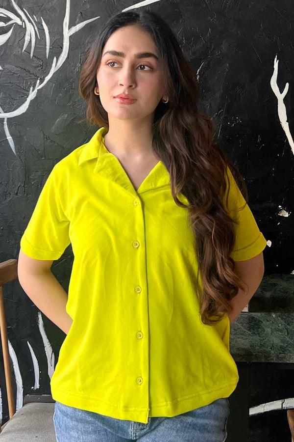 elo East West Women's Camp Collar Shirt Lime