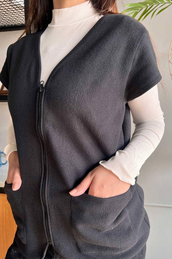 Elo East West Women's Cap Sleeves Zipper Black