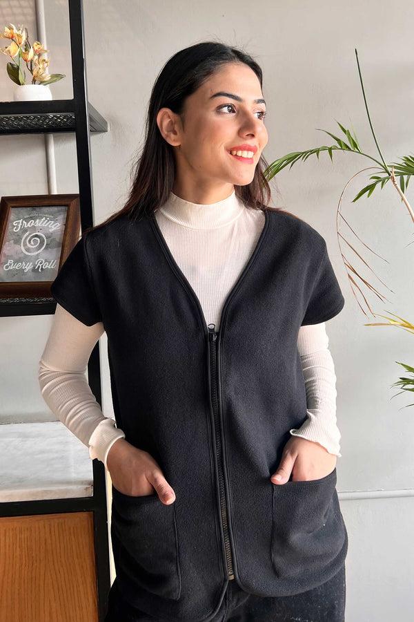 elo East West Women's Cap Sleeves Zipper Black