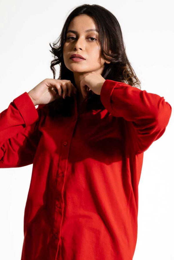 Elo East West Women's Casual Pique Shirt Red