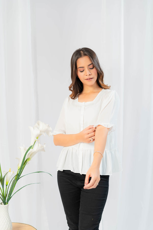 Elo East West Women's Casual Top White