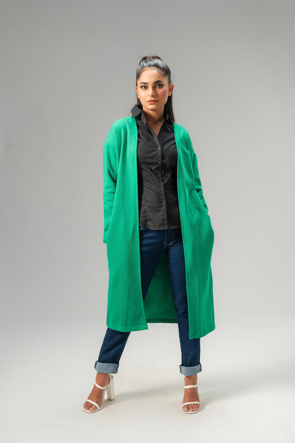 Elo East West Women's Fleece Long Coat Green