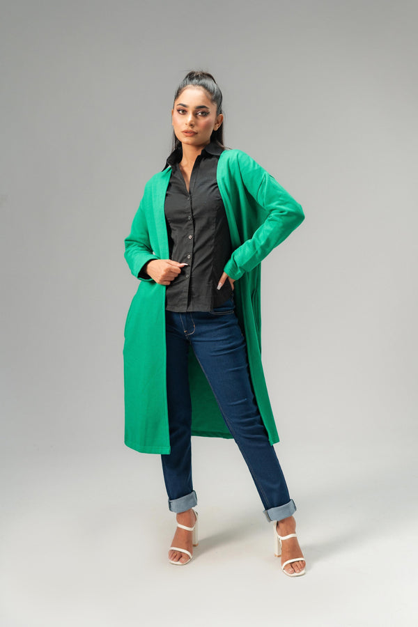 Elo East West Women's Fleece Long Coat Green