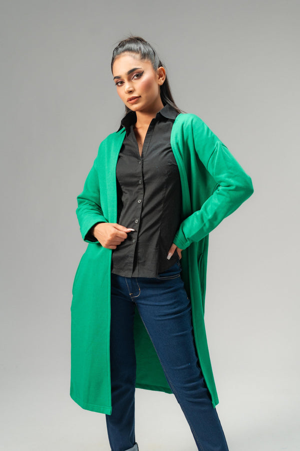 Elo East West Women's Fleece Long Coat Green