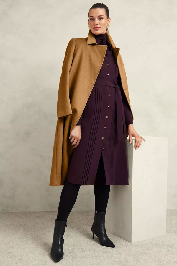 Elo East West Women's Long Trench Coat Brown