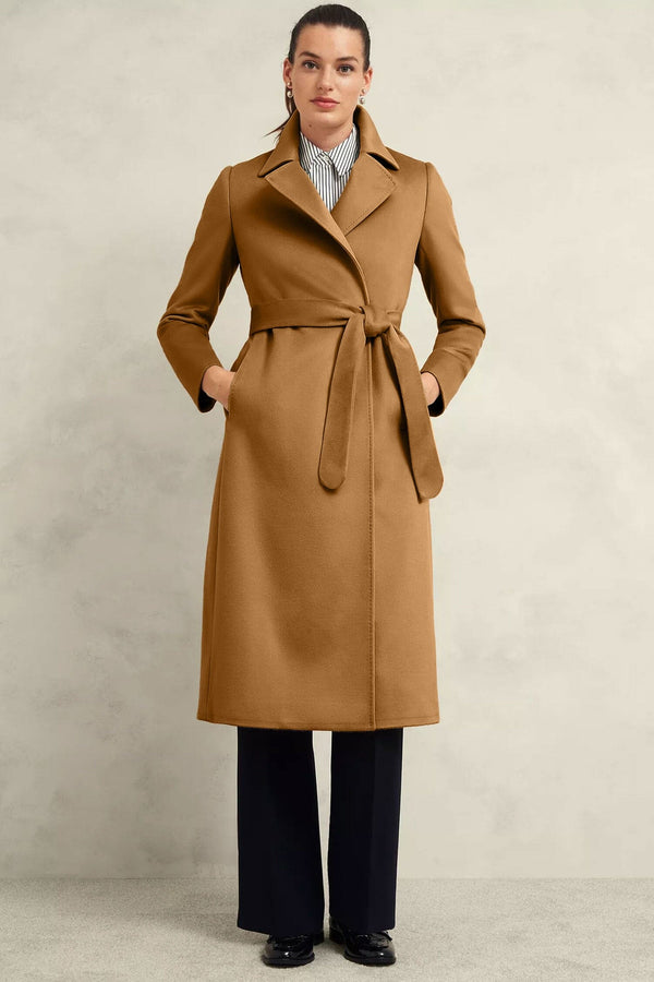 elo East West Women's Long Trench Coat Brown