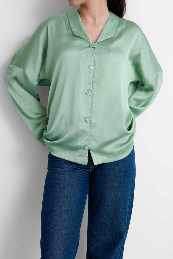 Elo East West Women's Loose Fit Casual Shirt Green