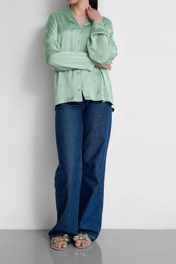 Elo East West Women's Loose Fit Casual Shirt Green