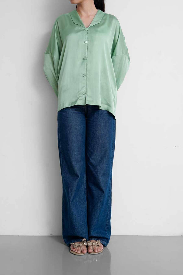 Elo East West Women's Loose Fit Casual Shirt Green