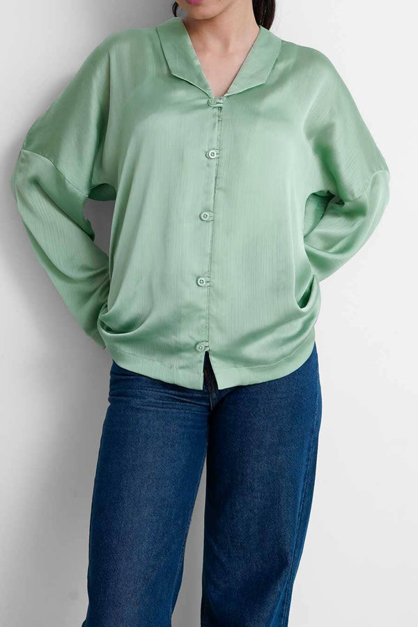 elo East West Women's Loose Fit Casual Shirt Green