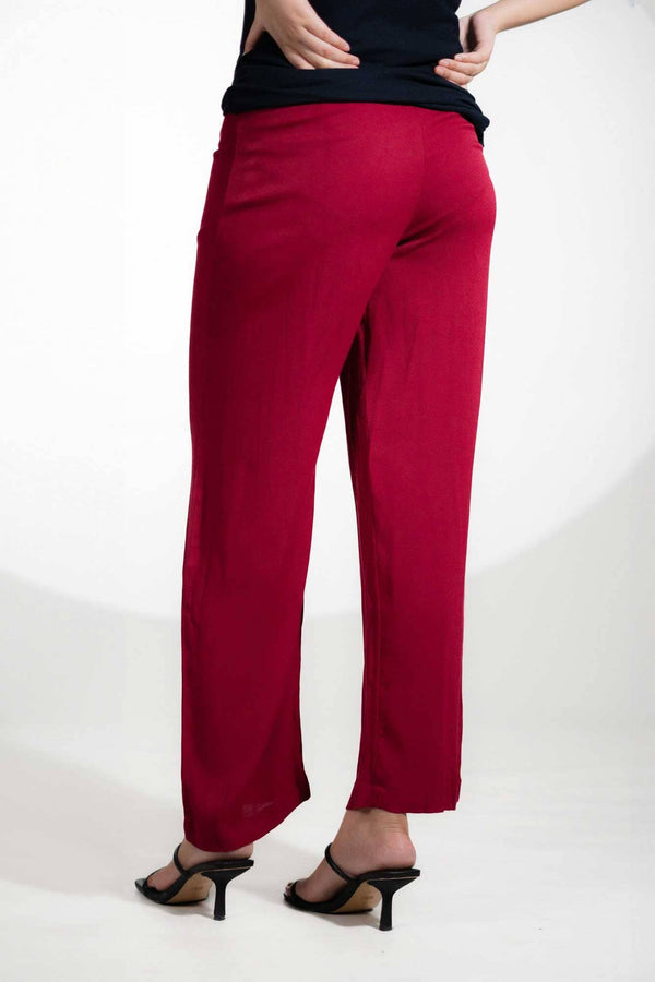 Elo East West Women's Loose Straight Pants Maroon