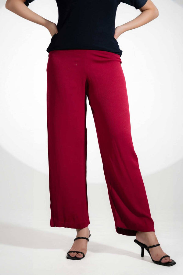 elo East West Women's Loose Straight Pants Maroon