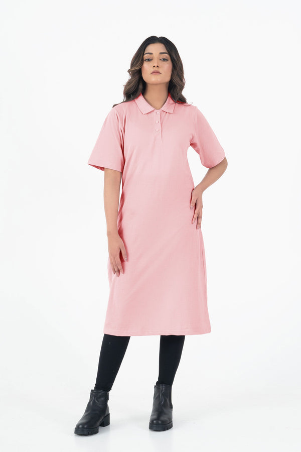 elo East West Women's Midi Polo Dress Powder Pink