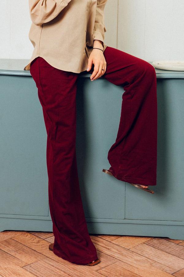 Elo East West Women's Pique Flared Trousers Black