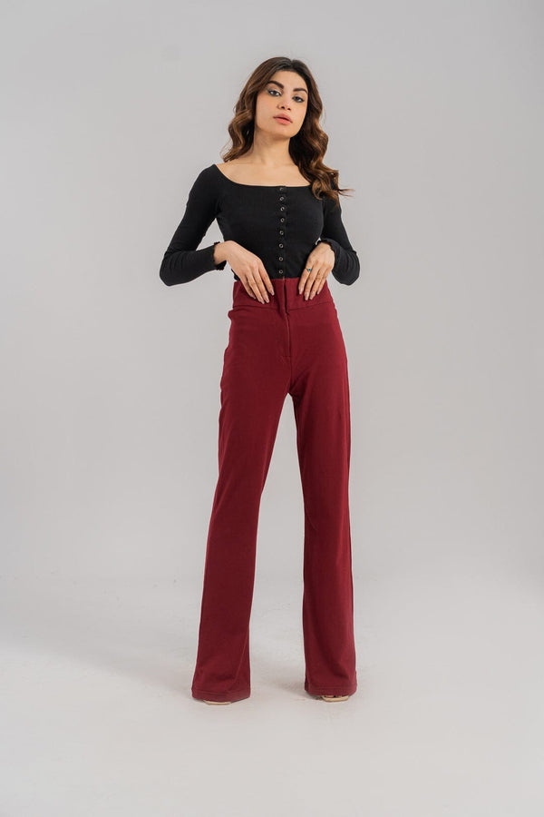 Elo East West Women's Pique Flared Trousers Black