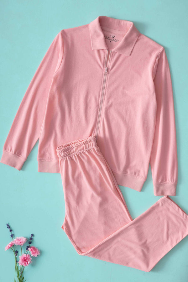 elo East West Women's Pique Zipper Track Suit Pink