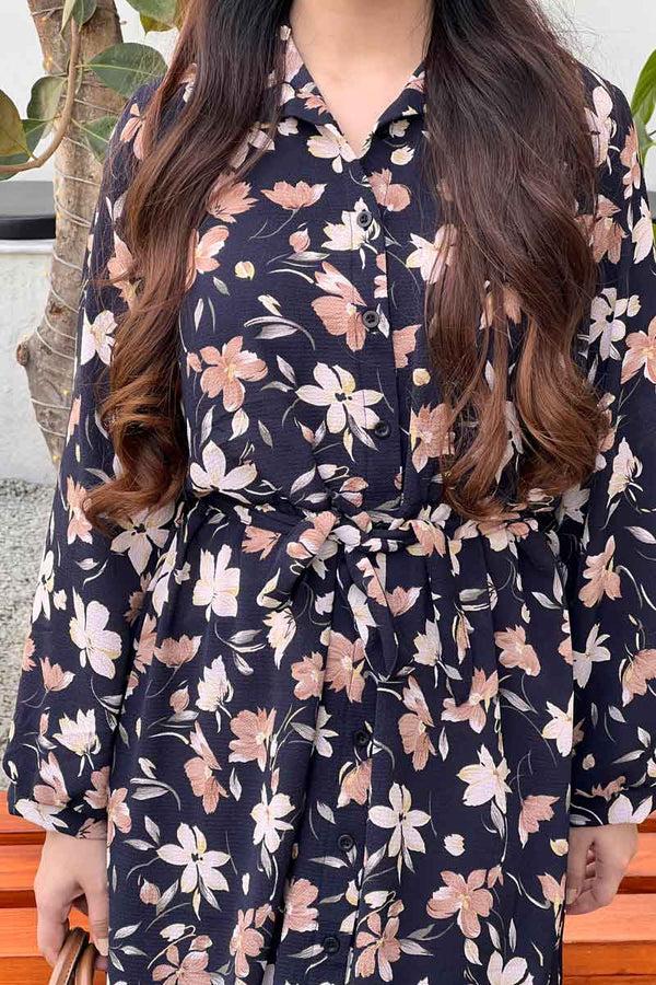 Elo East West Women's Printed Maxi Dress Dark Navy