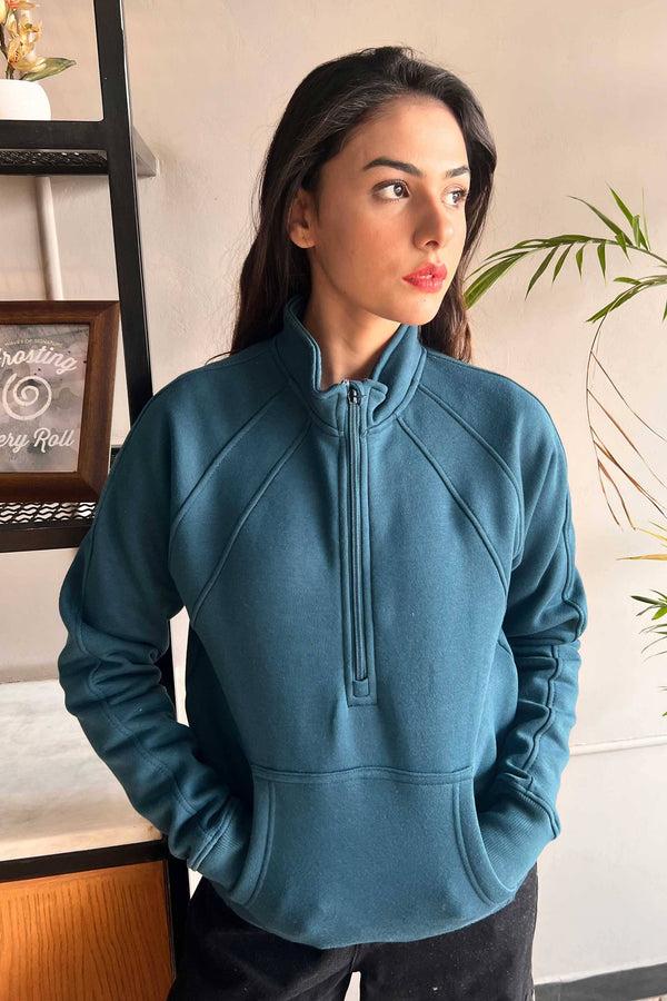 Elo East West Women's Quarter Zipper Teal