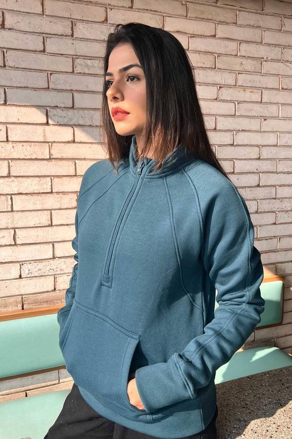 Elo East West Women's Quarter Zipper Teal