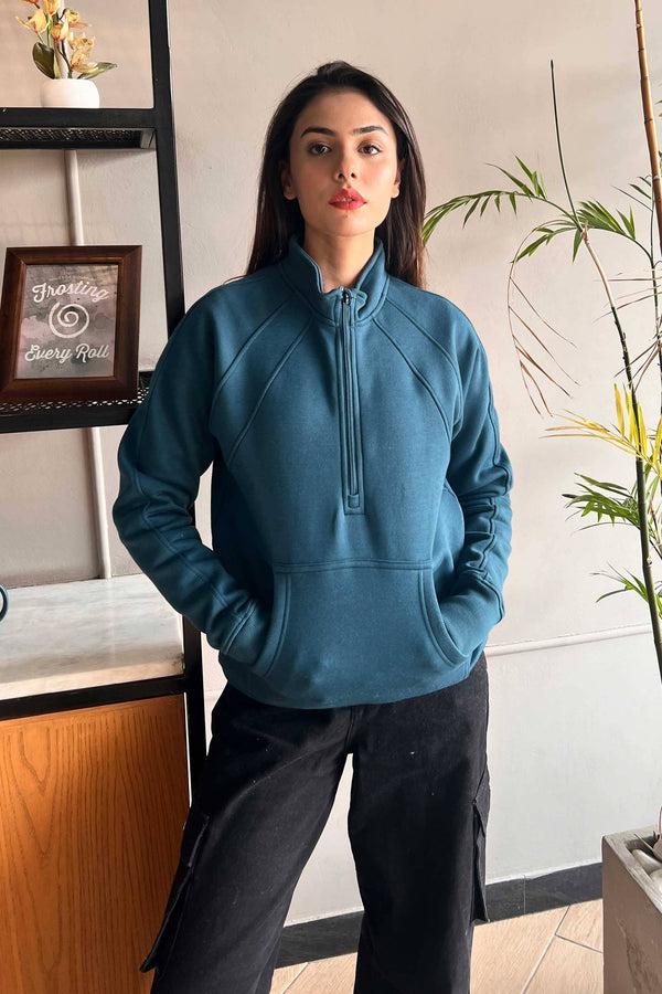 elo East West Women's Quarter Zipper Teal