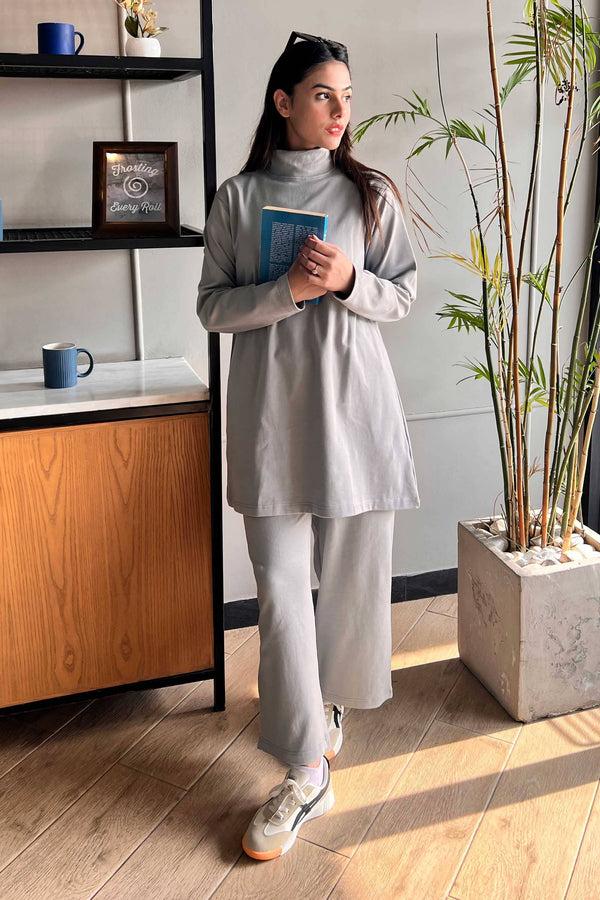 elo East West Women's Rib Co-Ord Set Stealth Grey