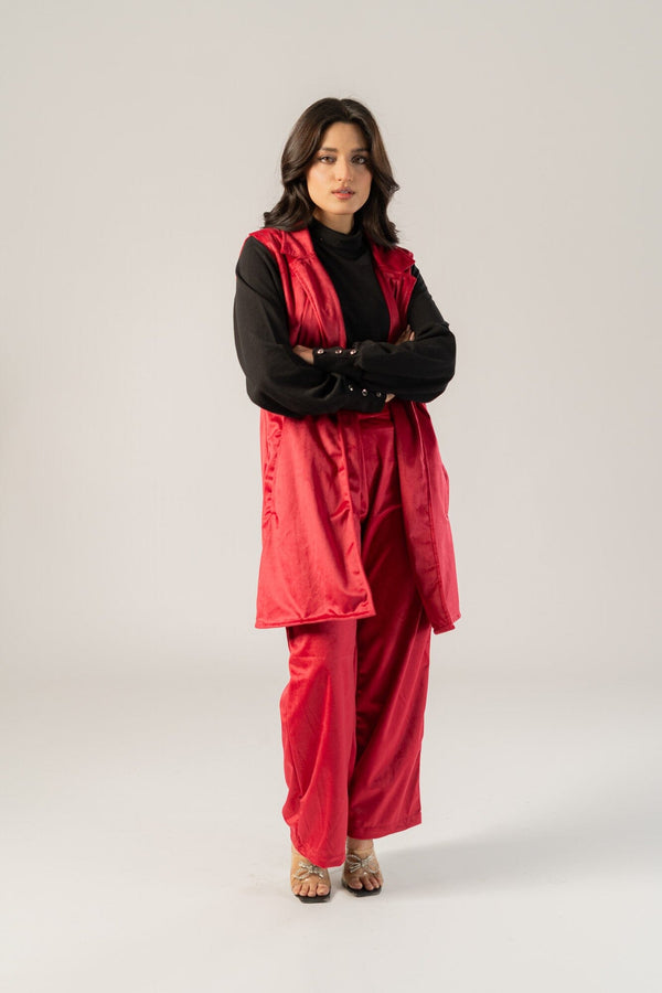 Elo East West Women's Sleeveless Blazer Maroon