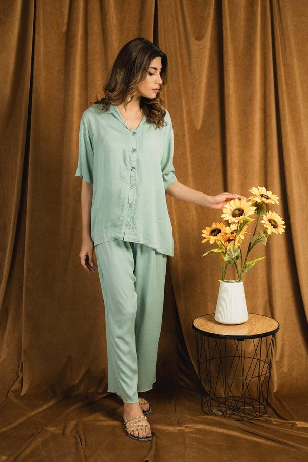 elo East West Women’s Solid CO-Ord Set Mint Green