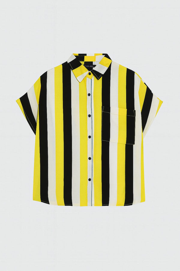 Elo East West Women's Striped Casual Shirt Yellow