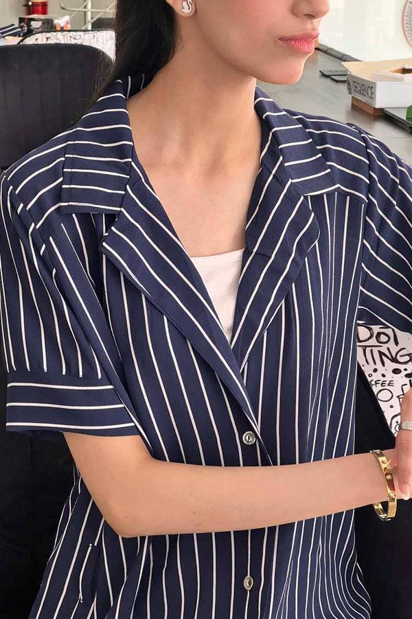 Elo East West Women's Striped Dress Black & White