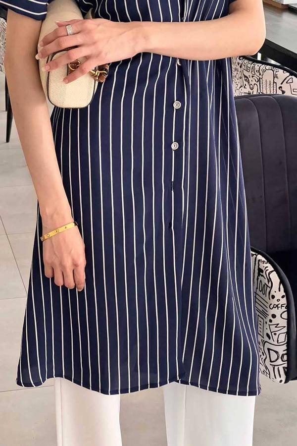 Elo East West Women's Striped Dress Black & White