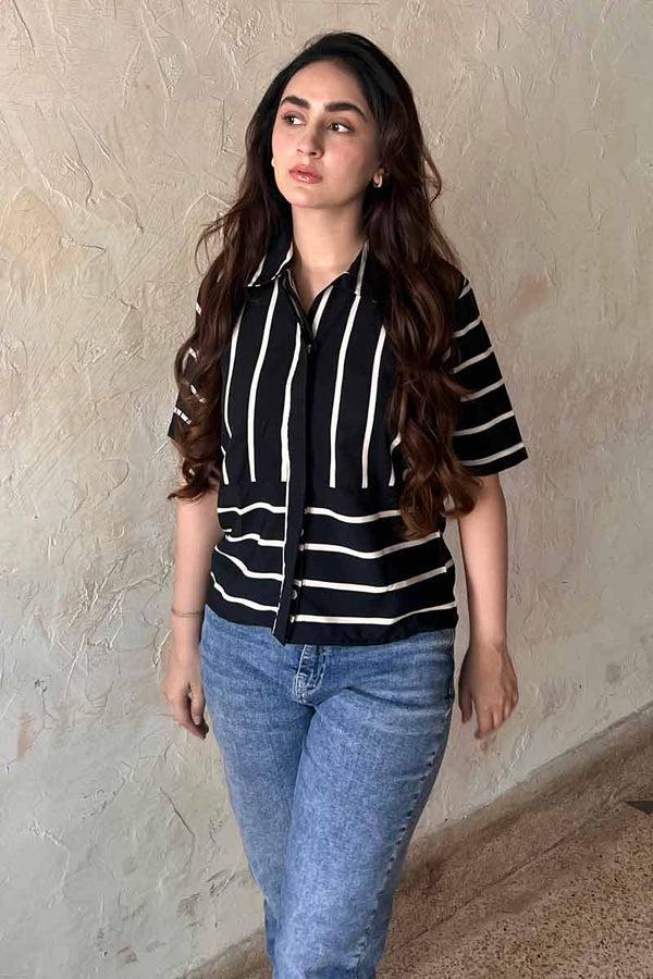 Elo East West Women's Striped Shirt Black & White