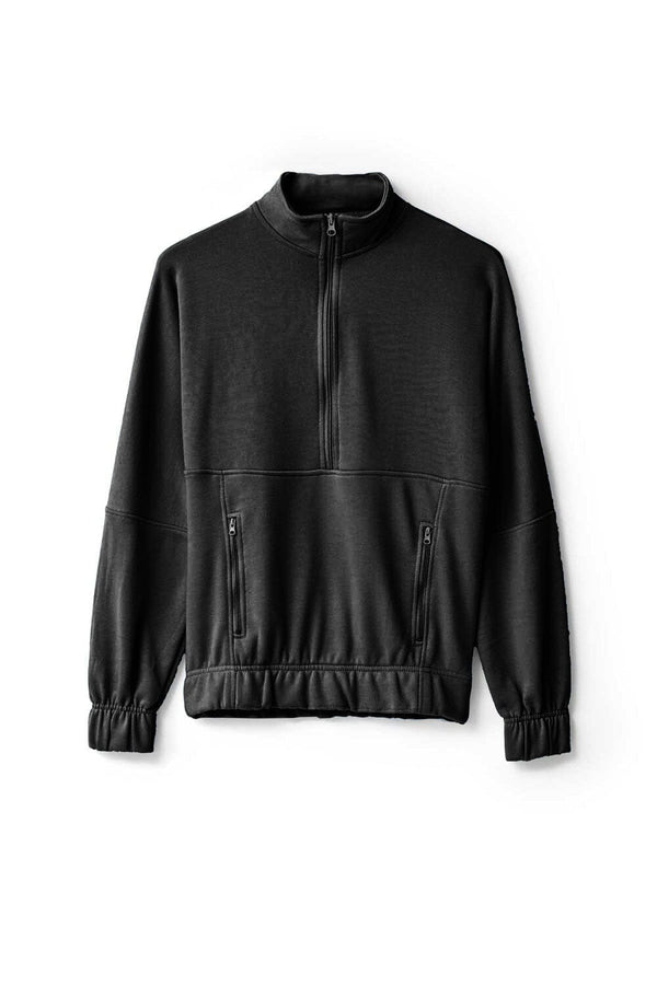 elo East West Women's Terry Quarter Zipper Black