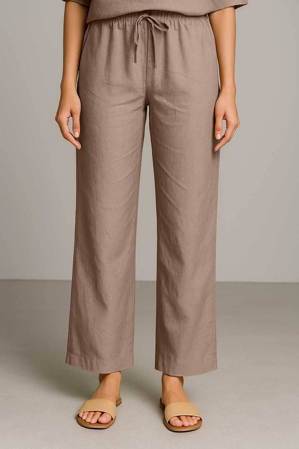 Elo East West Women's V-Neck Co-Ord Set Brown