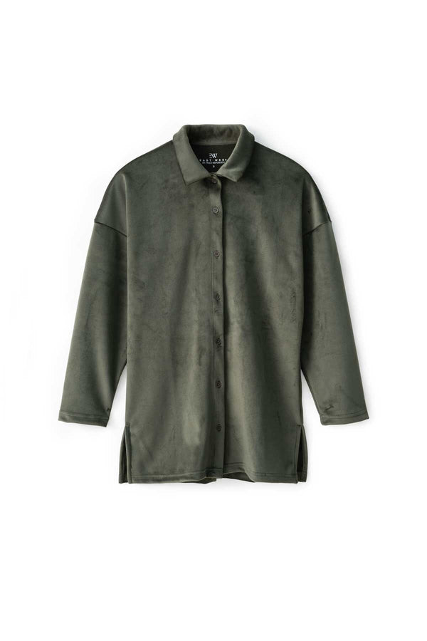 Elo East West Women's Velvet Co-Ord Set Dark Olive