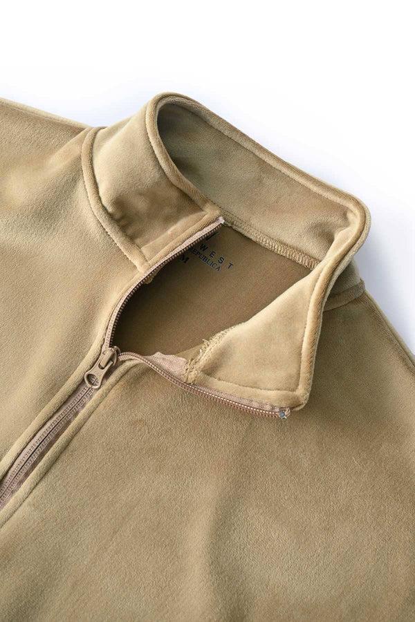 Elo East West Women's Velvet Quarter Zipper Black