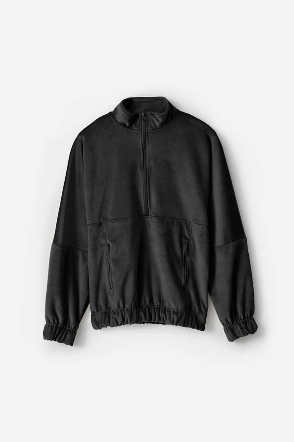 elo East West Women's Velvet Quarter Zipper Black