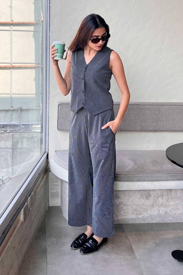 Elo East West Women's Waistcoat Suit Set Black